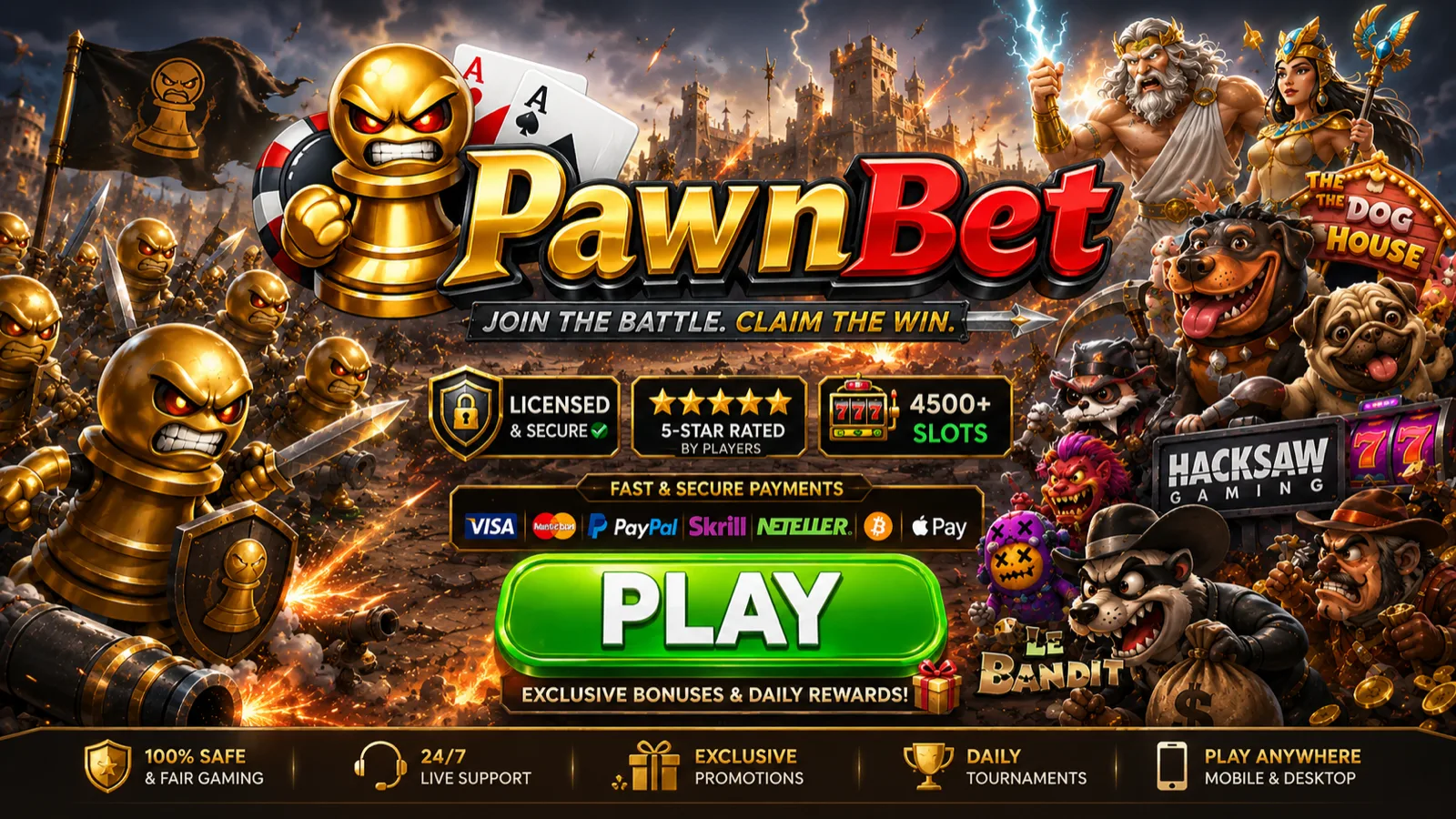 PawnBet Casino โ join the battle, claim the win
